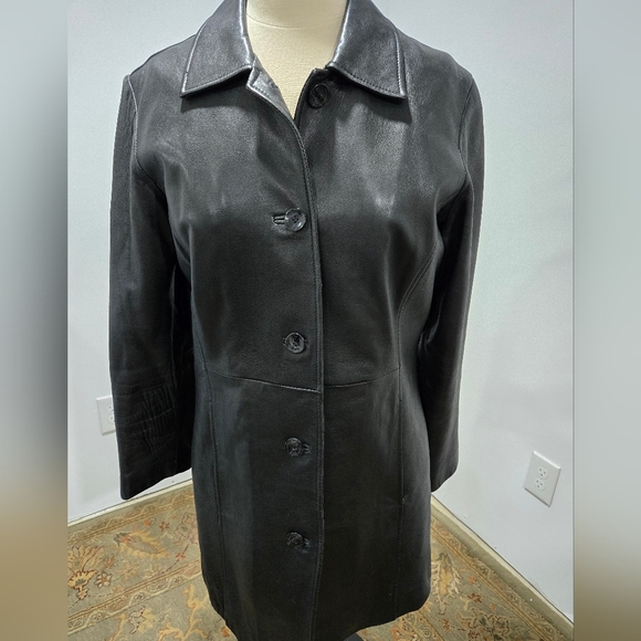 Wilsons Black Leather Jacket, Medium - Picture 4 of 16